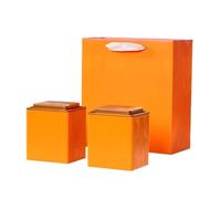 GFHTRELY Tea Can Bulk Tea Storage Container Jar Square Tin Can Sealed Empty Retro Chinese Set Double Gift Box Tea Caddy(D,M)