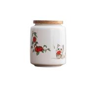 GFHTRELY Tea Can Tea Jar With Wooden Lid, Ceramic Sealed Jar, Small Size, Red, Green And White Tea Packaging, Gift Longjing Portable Jar Tea Caddy(A)