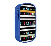 Gfhwpxcnb Glitter Rainbow Polka Dot Stripe Black and White 2 Pencil Case for Boys and Girls, Large Pencil Case with Compartments Pen Bag Pouch Stationery Organizer for Office School Supplie Blue