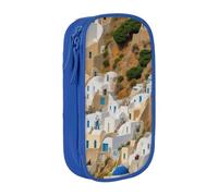 Gfhwpxcnb Greek Architecture Print Pencil Case for Boys and Girls, Large Pencil Case with Compartments Pen Bag Pouch Stationery Organizer for Office School Supplie Blue