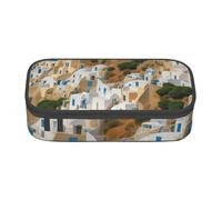Gfhwpxcnb Greek Architecture Print Pencil Case Large Capacity Pencil Pouch Pen Bag Stationery Organizer Office Makeup Bag with Compartment for Girls Boys and Adults