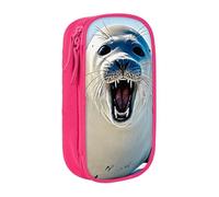 Gfhwpxcnb Harp Seal Painting Wallpaper Pencil Case for Boys and Girls, Large Pencil Case with Compartments Pen Bag Pouch Stationery Organizer for Office School Supplie Pink