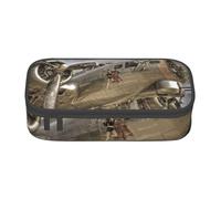 Gfhwpxcnb Old Plane Pencil Case Large Capacity Pencil Pouch Pen Bag Stationery Organizer Office Makeup Bag with Compartment for Girls Boys and Adults