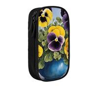 Gfhwpxcnb Pansy Perfection Pencil Case for Boys and Girls, Large Pencil Case with Compartments Pen Bag Pouch Stationery Organizer for Office School Supplie Black