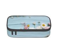Gfhwpxcnb Teal Barn Door Floral Pencil Case Large Capacity Pencil Pouch Pen Bag Stationery Organizer Office Makeup Bag with Compartment for Girls Boys and Adults