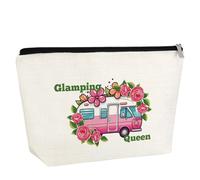 Gfhzdmf Glamping Gift for Women Makeup Bag Camping Lover Gifts Funny Camping Bag Travel Toiletry Bag for Girls Sister Bestie Friend BFF Christmas Birthday for Her Graduation Gifts (Glamping Queen),
