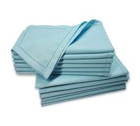 GFI LINEN CLUBS 100% Cotton Cloth Dinner Napkins - 20x20 Inch Aqua Blue Set of 12, Hemstitched Soft Table Napkins for Dining, Christmas, Weddings, Restaurants, Parties & Everyday Use