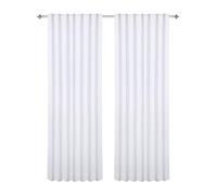 GFI LINEN CLUBS Cotton Canvas Weighted White Farmhouse Curtains - 50X108 Inch, Tab Top Room Darkening Drapes for Living Room, Bedroom, Window Panels, Set of 2, Luxury Room Decor