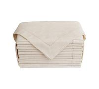 GFI LINEN CLUBS Cotton Flax Linen Dinner Napkins, 20x20 Inch, Natural | 12 Pack, Hemstitched Table Napkins, Reusable, Machine Washable, For Home, Restaurants & Weddings