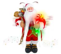 Gfilay 18" Animated Dancing Santa Claus with Music and Motion | Large Singing Santa with 6 Classic Christmas Songs, Interactive Hugging Arms, Lighted Candy Cane and Teddy Bear Gift Sack