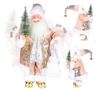 Gfilay 18 inch Battery Operated Animated Dancing & Singing Santa Claus with Music, Latte Gold Plush Christmas Figurine with 6 Classic Holiday Songs - Collectable Christmas Decoration for Home or Store