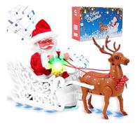 Gfilay Electric Santa Claus and Reindeer Sleigh Toys,Singing and Dancing with Jingle Bell Rock,Christmas Decor with Music and Lights,Fun Gift for Kids and Family