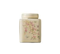 GFJHdfhE Chinese Style Decorative Jar Square Ceramic Tea Jar With Wisteria Pattern Sealed Ginger Flower Display