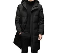GFJTJAO Puffer Jacket Mens Winter White Down Jackets Men Hooded Long Winter Coat Men Thick Warm Down Coat Mens Plus Size(Schwarz,M)