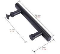 GFKJLOUJK Door Handles Flat Tube Small Pull Handle,Thickened Stainless Steel Bathroom Glass Door Handles,Hole Distance 14.5cm(Black)
