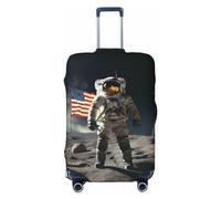 GFLFMXZW Astronaut Landing on The Moon Luggage Cover Stylish Suitcase Covers Washable Stretch Suitcase Protector Anti-Scratch Travel Baggage Covers for 18-31 inch Luggage, Black, L