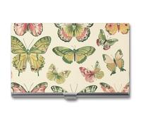 GFLFMXZW Business Card Holder Metal Business Card Case for Men Women Pocket Card Holders Yellow Butterfly Pattern Name Card Holder Credit Card Wallet ID Case/Holder, Buckle Style Shut, style