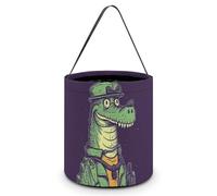 GFLFMXZW Halloween Trick Or Treat Bags Crocodile Holding Gun Halloween Bags with Handles Portable Collapsible Halloween Candy Basket Reusable Halloween Tote Bag for Gifts Wrapping, Style,