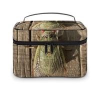 GFLFMXZW Makeup Bag Travel Cosmetic Bag for Women A Green Cicada Makeup Pouch for Purse Large Makeup Organizer Case Receiving Bag, A Green Cicada, 25x18x15cm, Cosmetic Bag
