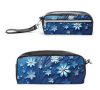 GFLFMXZW Makeup Bag Travel Cosmetic Bag for Women Blue Mini Flower Swirl Makeup Pouch for Purse Large Makeup Organizer Case, Blue Mini Flower Swirl, 20*10*5.5cm, Cosmetic Bag