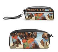 GFLFMXZW Makeup Bag Travel Cosmetic Bag for Women Dachshund Tropical Painting Art Makeup Pouch for Purse Large Makeup Organizer Case, Dachshund Tropical Painting Art, 20*10*5.5cm, Cosmetic Bag