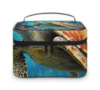 GFLFMXZW Makeup Bag Travel Cosmetic Bag for Women Dolphins Sea Turtle Coral Reef Makeup Pouch for Purse Large Makeup Organizer Case Receiving Bag, Dolphins Sea Turtle Coral Reef, 25x18x15cm, Cosmetic