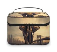 GFLFMXZW Makeup Bag Travel Cosmetic Bag for Women Elephant On A Bridge Makeup Pouch for Purse Large Makeup Organizer Case Receiving Bag, Elephant On A Bridge, 25x18x15cm, Cosmetic Bag
