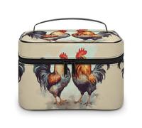 GFLFMXZW Makeup Bag Travel Cosmetic Bag for Women Rooster And Hen Makeup Pouch for Purse Large Makeup Organizer Case Receiving Bag, Rooster and hen, 25x18x15cm, Cosmetic Bag