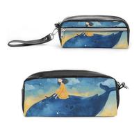 GFLFMXZW Makeup Bag Travel Cosmetic Bag for Women Sitting on A Blue Whale Makeup Pouch for Purse Large Makeup Organizer Case, Sitting on a Blue Whale, 20*10*5.5cm, Cosmetic Bag