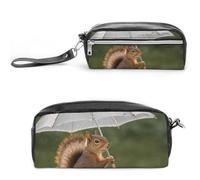 GFLFMXZW Makeup Bag Travel Cosmetic Bag for Women Squirrel Hold A Umbrellas Makeup Pouch for Purse Large Makeup Organizer Case, Squirrel Hold A Umbrellas, 20*10*5.5cm, Cosmetic Bag