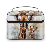 GFLFMXZW Makeup Bag Travel Cosmetic Bag for Women Watercolor Deer Giraffe Makeup Pouch for Purse Large Makeup Organizer Case Receiving Bag, Watercolor Deer Giraffe, 25x18x15cm, Cosmetic Bag