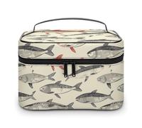 GFLFMXZW Makeup Bag Travel Cosmetic Bag for Women With Herring Pattern Makeup Pouch for Purse Large Makeup Organizer Case Receiving Bag, With Herring Pattern, 25x18x15cm, Cosmetic Bag