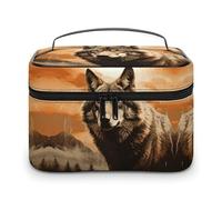 GFLFMXZW Makeup Bag Travel Cosmetic Bag for Women Wolf in The Sun Makeup Pouch for Purse Large Makeup Organizer Case Receiving Bag, Wolf in the sun, 25x18x15cm, Cosmetic Bag