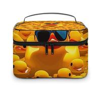 GFLFMXZW Makeup Bag Travel Cosmetic Bag for Women Yellow Ducky With Sunglasses Makeup Pouch for Purse Large Makeup Organizer Case Receiving Bag, Yellow Ducky With Sunglasses, 25x18x15cm, Cosmetic Bag