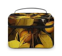 GFLFMXZW Makeup Bag Travel Cosmetic Bag for Women Yellow Leaves And Fruits Makeup Pouch for Purse Large Makeup Organizer Case Receiving Bag, Yellow leaves and fruits, 25x18x15cm, Cosmetic Bag