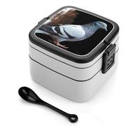 GFLFMXZW Pigeon Bento Box Adult Lunch Box All-in-One Lunch Containers with Removable Compartments Double Layer Bento Lunch Box with Spoon And Handle Stackable Lunchbox