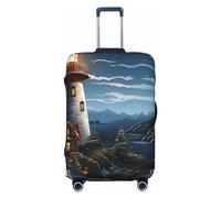 GFLFMXZW Santa Claus Lighthouse Luggage Cover Stylish Suitcase Covers Washable Stretch Suitcase Protector Anti-Scratch Travel Baggage Covers for 18-31 inch Luggage, Black, XL