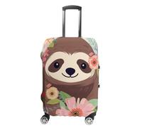 GFLFMXZW Travel Luggage Cover Elastic Suitcase Cover Sloth And Flowers Luggage Covers Luggages Protector Covers for Travel Anti-Scratch Luggages Decorative Cover for Adult, Sloth And Flowers, XL