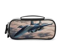 GFLFMXZW Wide Opening Pencil Case Large Capacity Pencil Pouch Aircraft Fighter Jets Pencil Bag Portable Aesthetic Pen Bag Zipper Cosmetic Bag with Handle for Office Organizer
