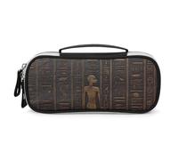 GFLFMXZW Wide Opening Pencil Case Large Capacity Pencil Pouch Ancient Egyptian Hieroglyph Pencil Bag Portable Aesthetic Pen Bag Zipper Cosmetic Bag with Handle for Office Organizer