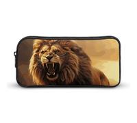GFLFMXZW Wide Opening Pencil Case Large Capacity Pencil Pouch Angry Roaring Lion Pencil Bag Aesthetic Pen Bag Zipper Cosmetic Bag Portable Coin Pouch for Office Organizer