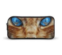 GFLFMXZW Wide Opening Pencil Case Large Capacity Pencil Pouch Blue Eyes Cat Pencil Bag Aesthetic Pen Bag Zipper Cosmetic Bag Portable Coin Pouch for Office Organizer
