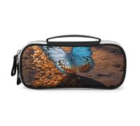 GFLFMXZW Wide Opening Pencil Case Large Capacity Pencil Pouch Butterflies Flying on The Road Pencil Bag Portable Aesthetic Pen Bag Zipper Cosmetic Bag with Handle for Office Organizer