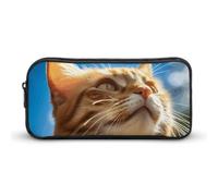 GFLFMXZW Wide Opening Pencil Case Large Capacity Pencil Pouch Cat in The Sun Pencil Bag Aesthetic Pen Bag Zipper Cosmetic Bag Portable Coin Pouch for Office Organizer