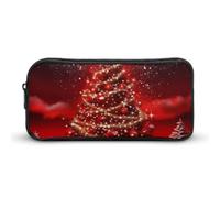 GFLFMXZW Wide Opening Pencil Case Large Capacity Pencil Pouch Christmas Tree Red Pencil Bag Aesthetic Pen Bag Zipper Cosmetic Bag Portable Coin Pouch for Office Organizer