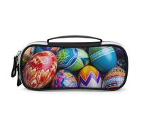 GFLFMXZW Wide Opening Pencil Case Large Capacity Pencil Pouch Color Easter Eggs Pencil Bag Portable Aesthetic Pen Bag Zipper Cosmetic Bag with Handle for Office Organizer