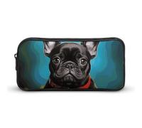 GFLFMXZW Wide Opening Pencil Case Large Capacity Pencil Pouch French Bulldog Puppy with Camera Pencil Bag Aesthetic Pen Bag Zipper Cosmetic Bag Portable Coin Pouch for Office Organizer
