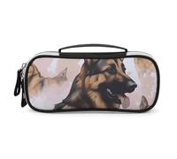 GFLFMXZW Wide Opening Pencil Case Large Capacity Pencil Pouch German Shepherd Dog Lovers Pencil Bag Portable Aesthetic Pen Bag Zipper Cosmetic Bag with Handle for Office Organizer