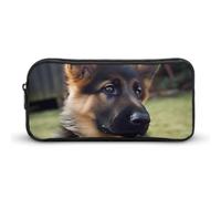GFLFMXZW Wide Opening Pencil Case Large Capacity Pencil Pouch German Shepherd Puppy Pencil Bag Aesthetic Pen Bag Zipper Cosmetic Bag Portable Coin Pouch for Office Organizer