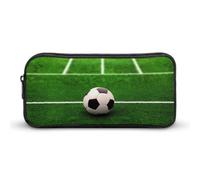 GFLFMXZW Wide Opening Pencil Case Large Capacity Pencil Pouch Green Grass Field Soccer Pencil Bag Aesthetic Pen Bag Zipper Cosmetic Bag Portable Coin Pouch for Office Organizer
